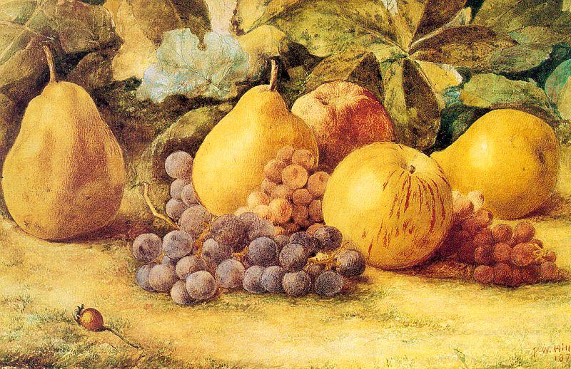 Apples, Pears, and Grapes on the Ground, Hill, John William